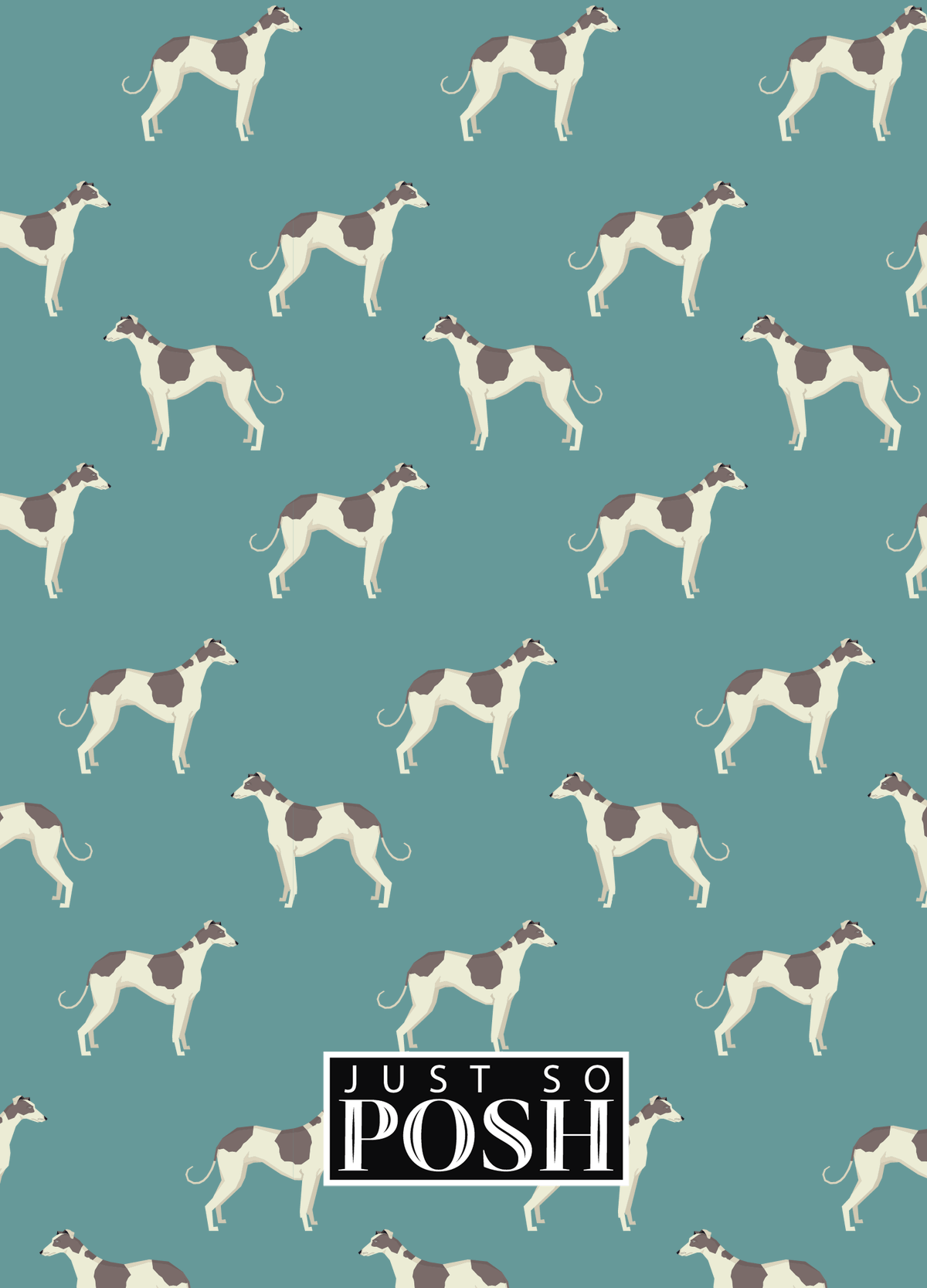 Personalized Dogs Journal IX - Teal Background - Greyhound - Back View