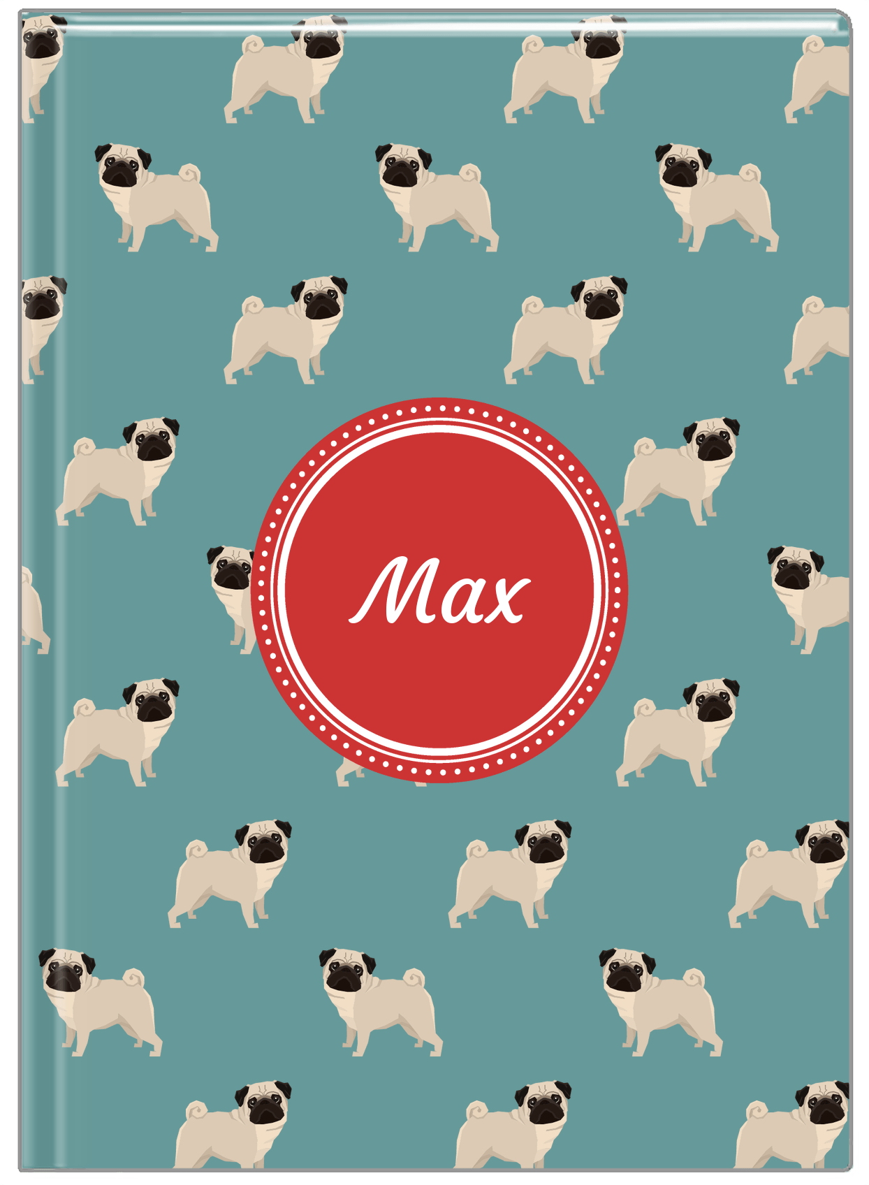 Personalized Dogs Journal IX - Teal Background - Pug - Front View