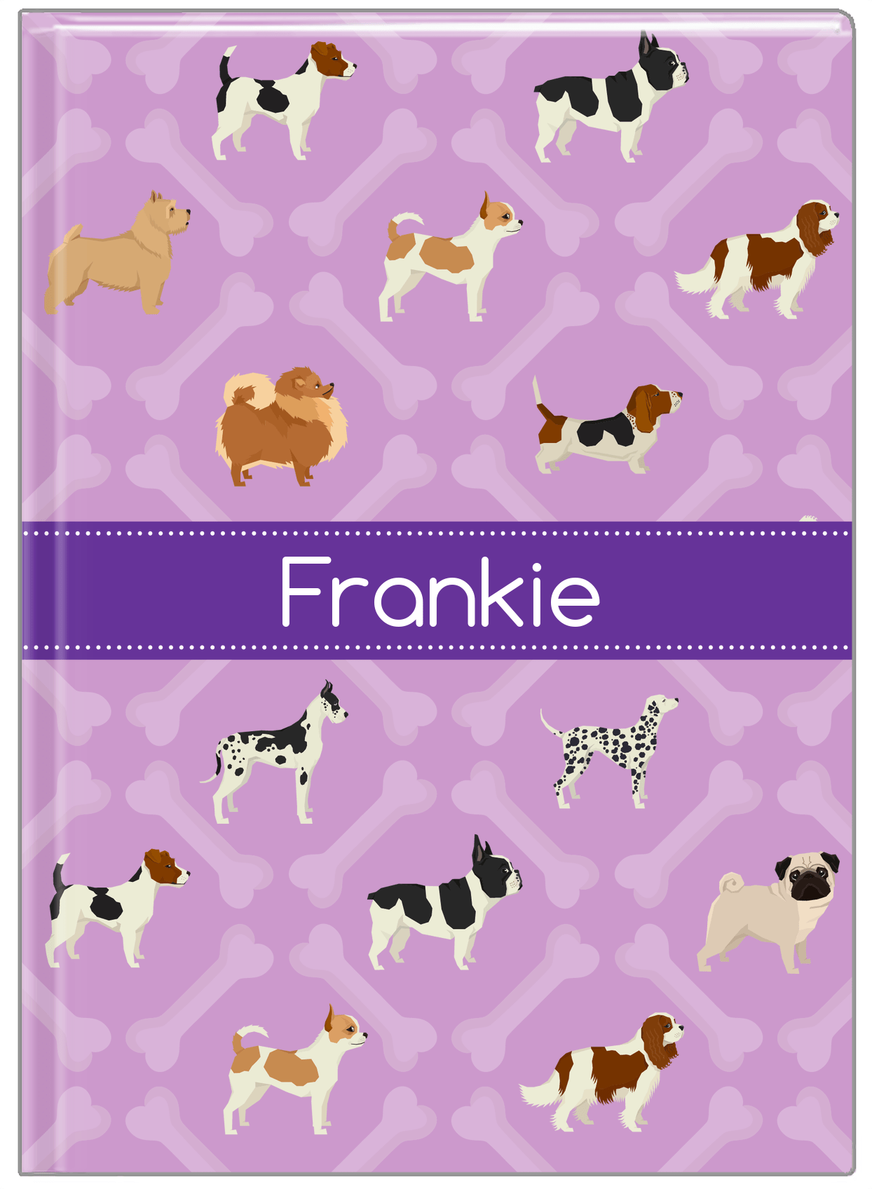Personalized Dogs Journal XXI - Purple Background - Ribbon Nameplate - Front View