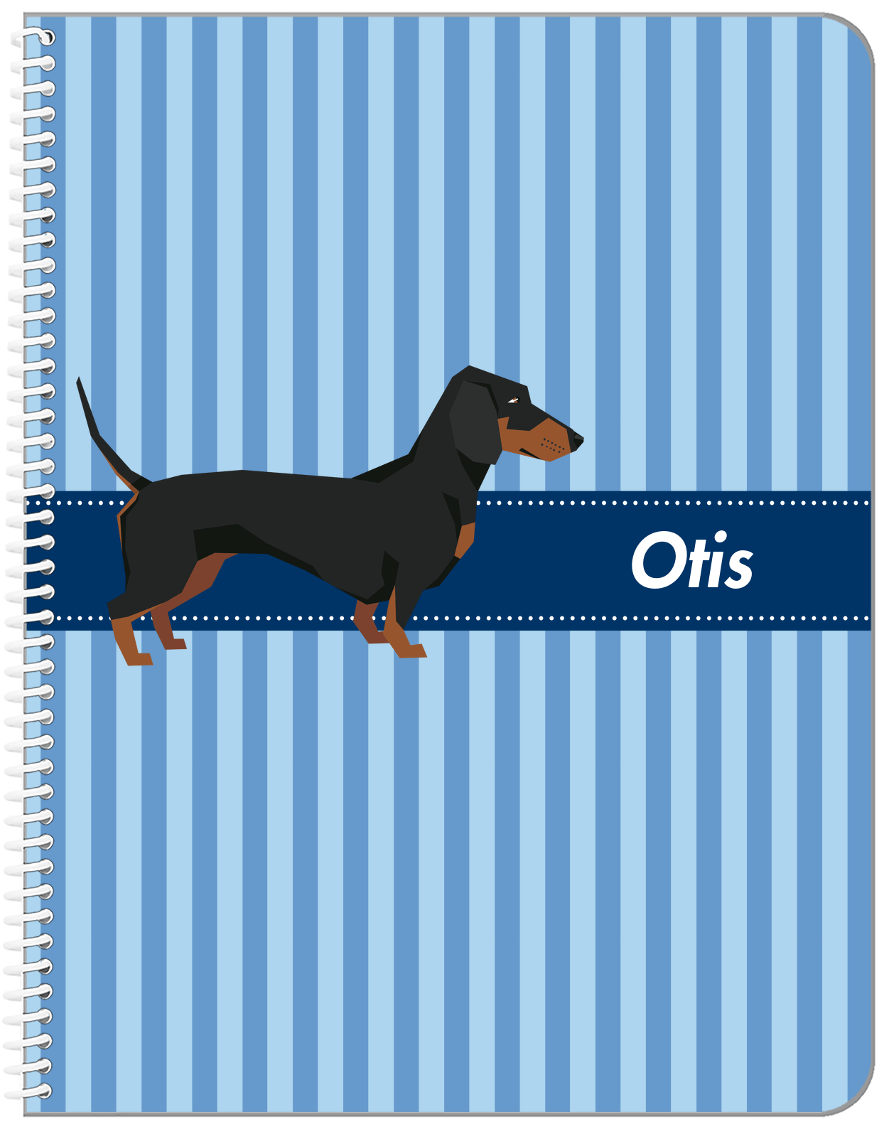 Personalized Dogs Notebook X - Blue Background - Dachshund - Front View