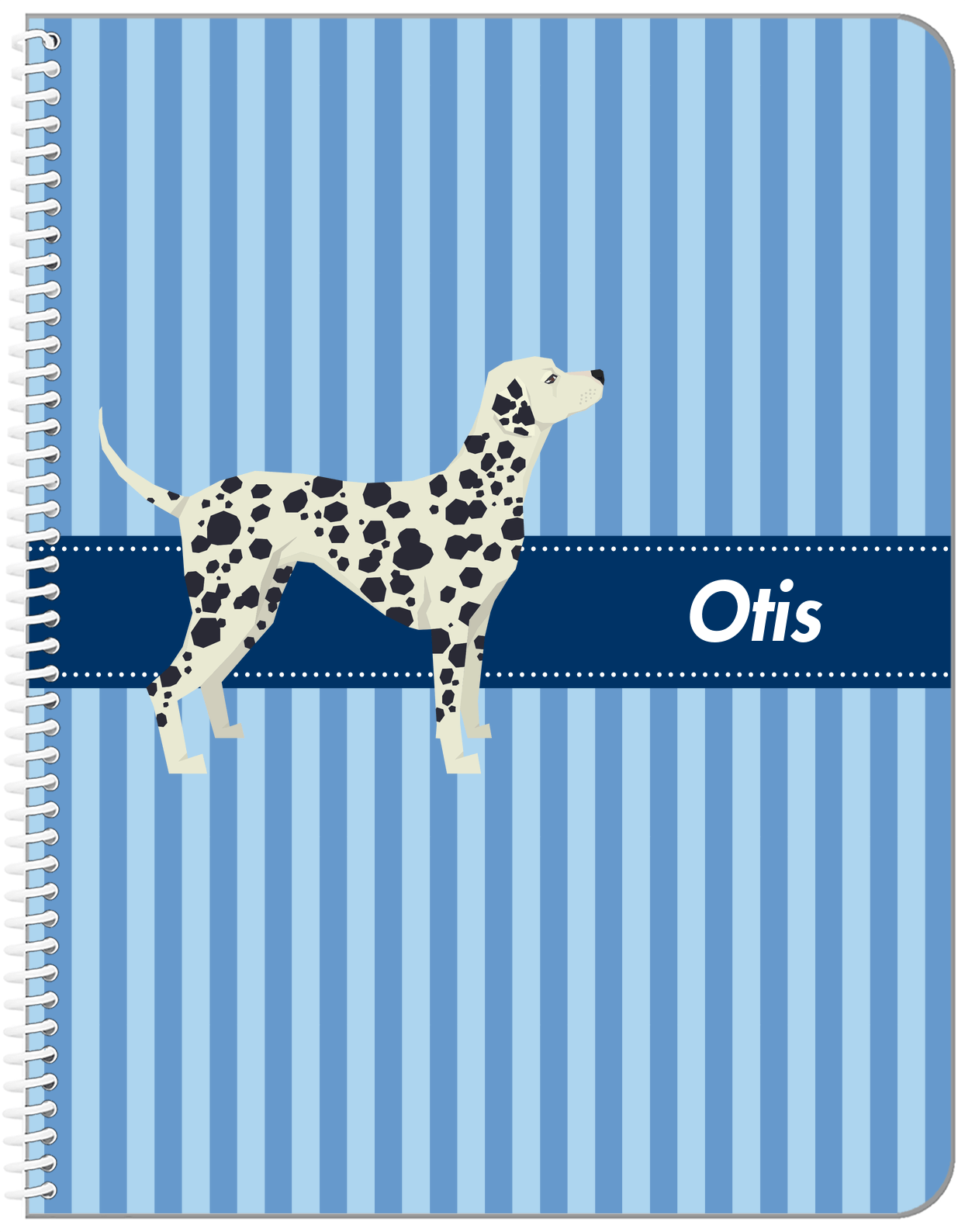 Personalized Dogs Notebook X - Blue Background - Dalmatian - Front View