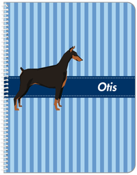 Thumbnail for Personalized Dogs Notebook X - Blue Background - Doberman - Front View