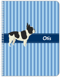 Thumbnail for Personalized Dogs Notebook X - Blue Background - French Bulldog - Front View