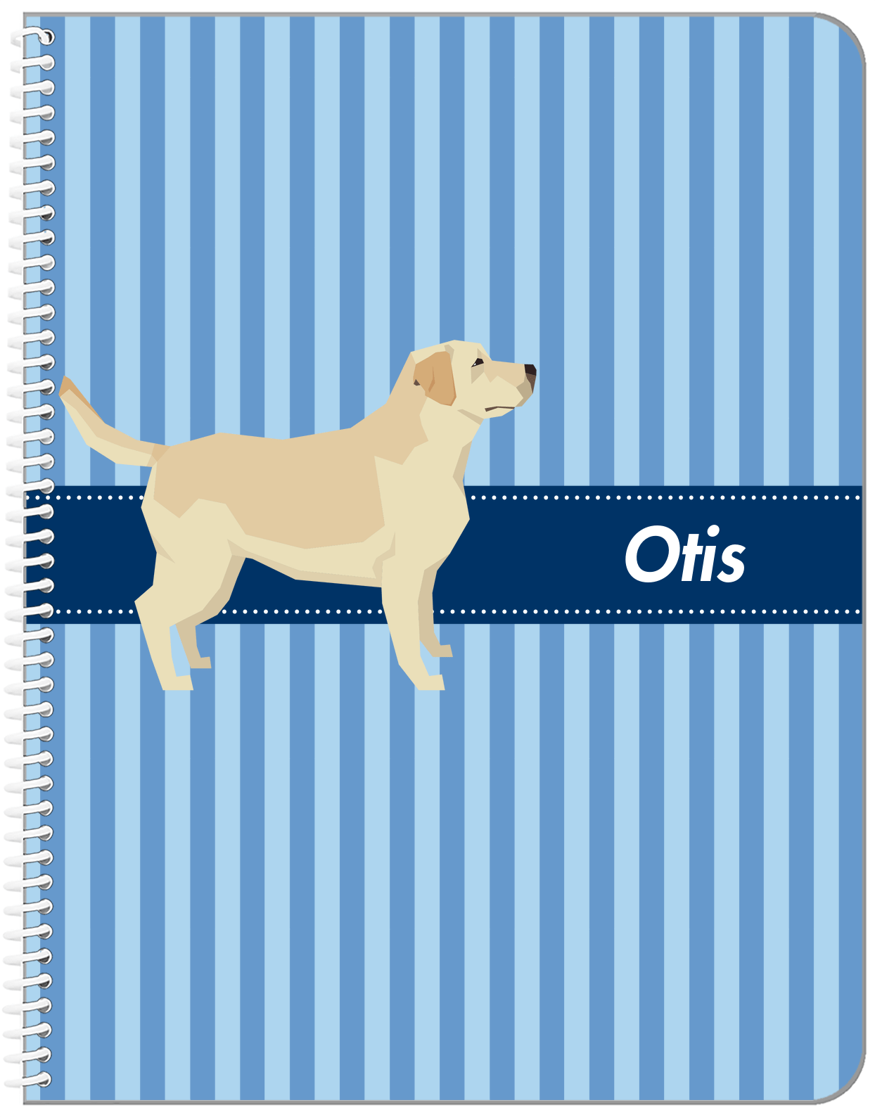 Personalized Dogs Notebook X - Blue Background - Labrador Retriever - Front View