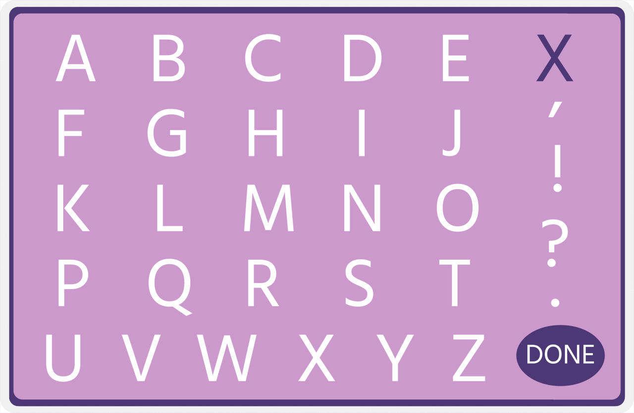 Personalized Double-Sided Autism Non-Speaking Letter & Number Board Placemat - Purple Background -  View