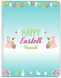 Thumbnail for Personalized Easter Notebook II - Easter Bunny - Teal Background - Front View