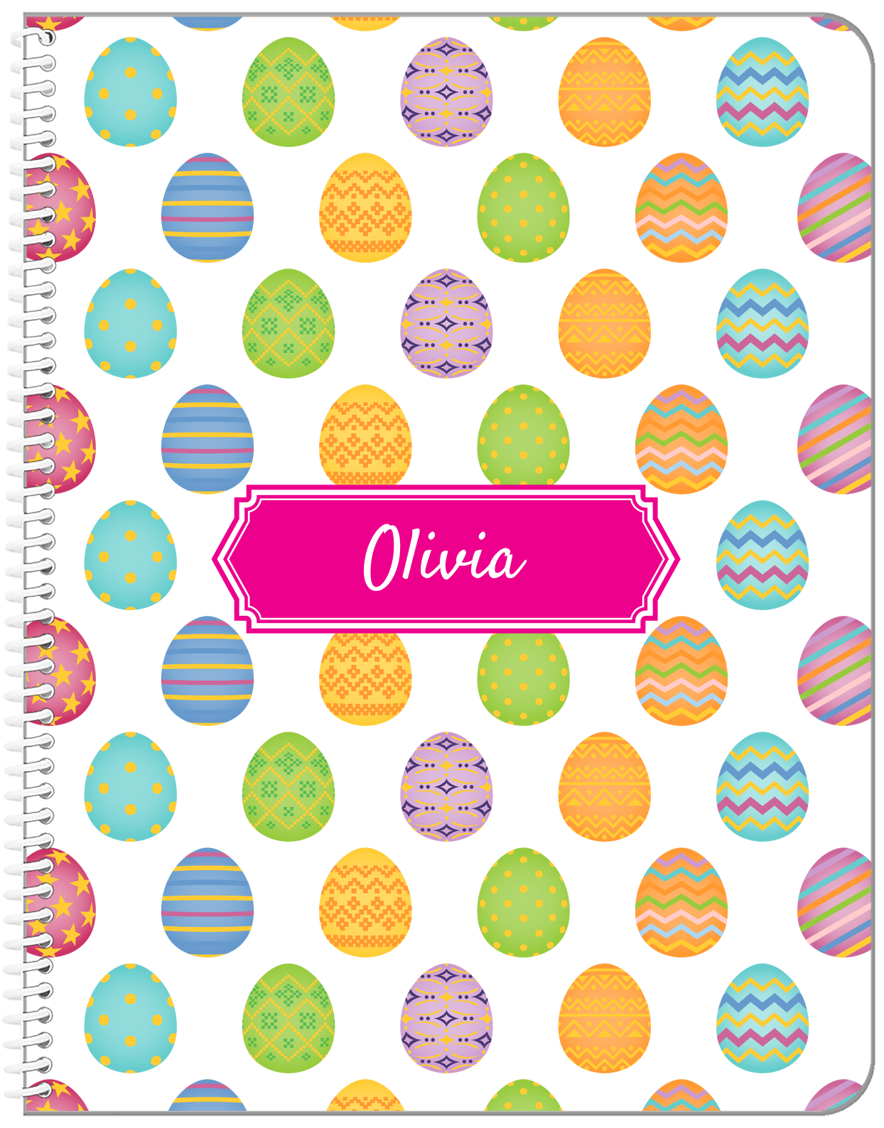 Personalized Easter Notebook IV - Easter Eggs - Decorative Rectangle Nameplate - Front View