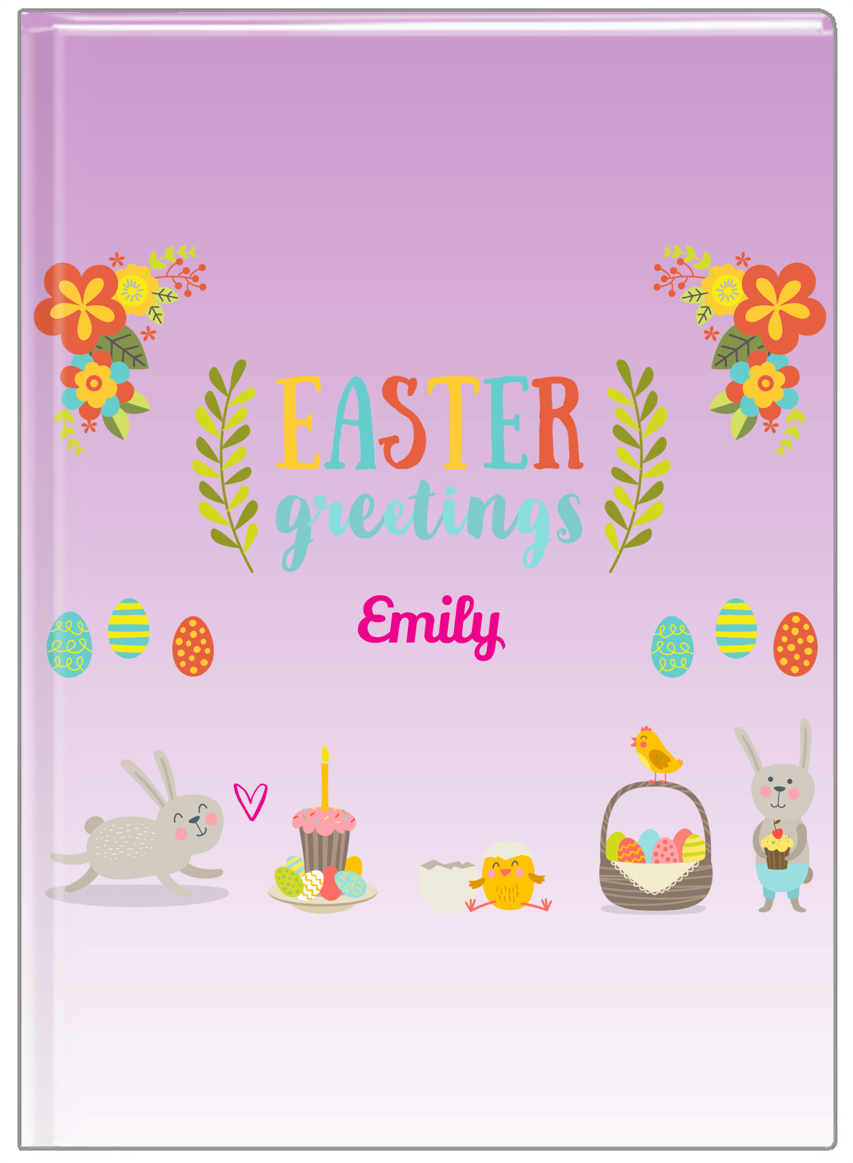 Personalized Easter Journal X - Easter Greetings - Purple Background - Front View