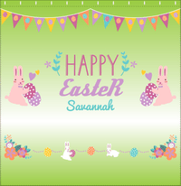 Thumbnail for Personalized Easter Shower Curtain II - Easter Bunny - Green Background - Decorate View