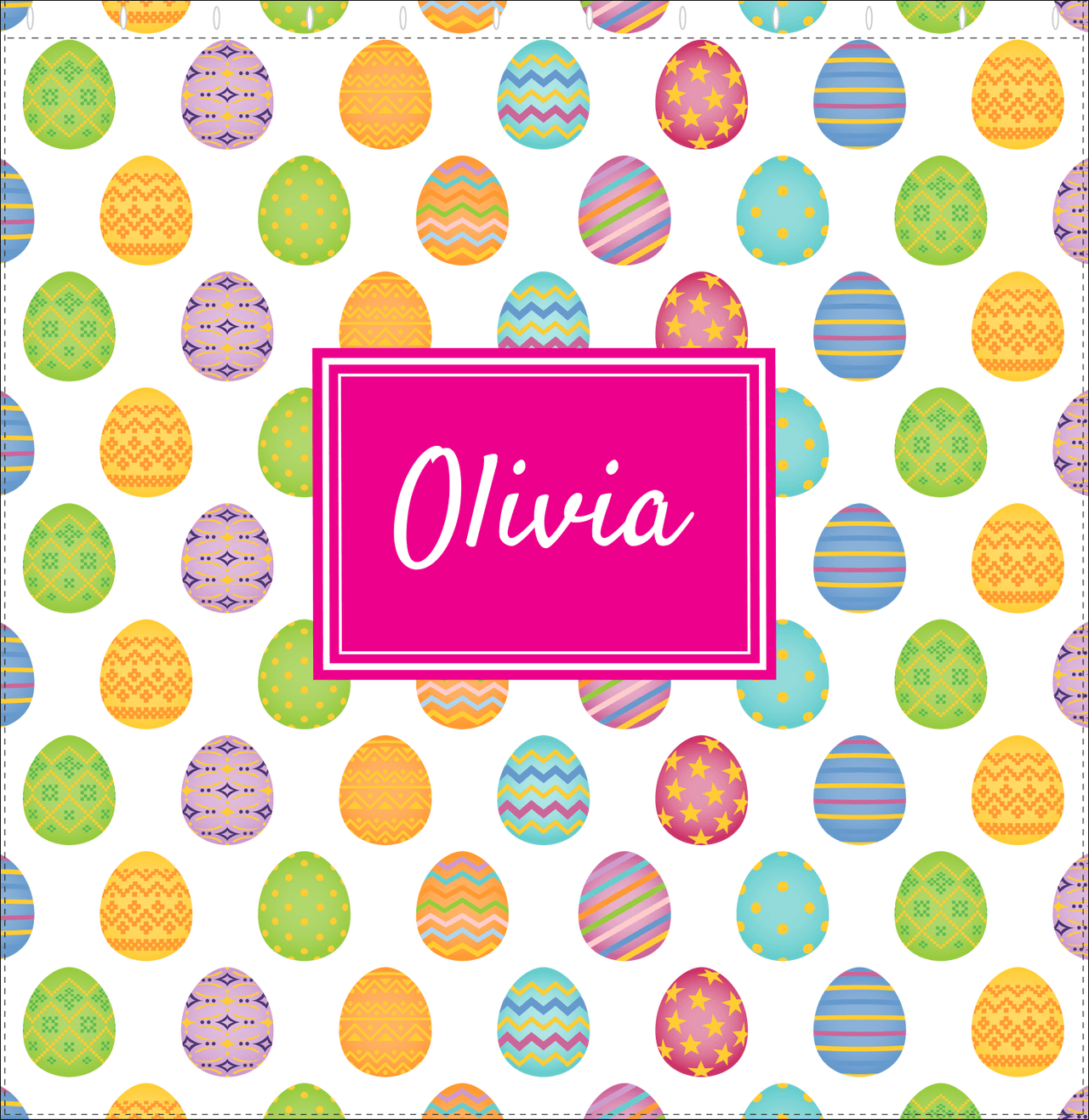Personalized Easter Shower Curtain IV - Egg Pattern - Rectangle Nameplate - Decorate View