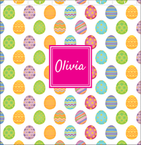 Thumbnail for Personalized Easter Shower Curtain IV - Egg Pattern - Square Nameplate - Decorate View