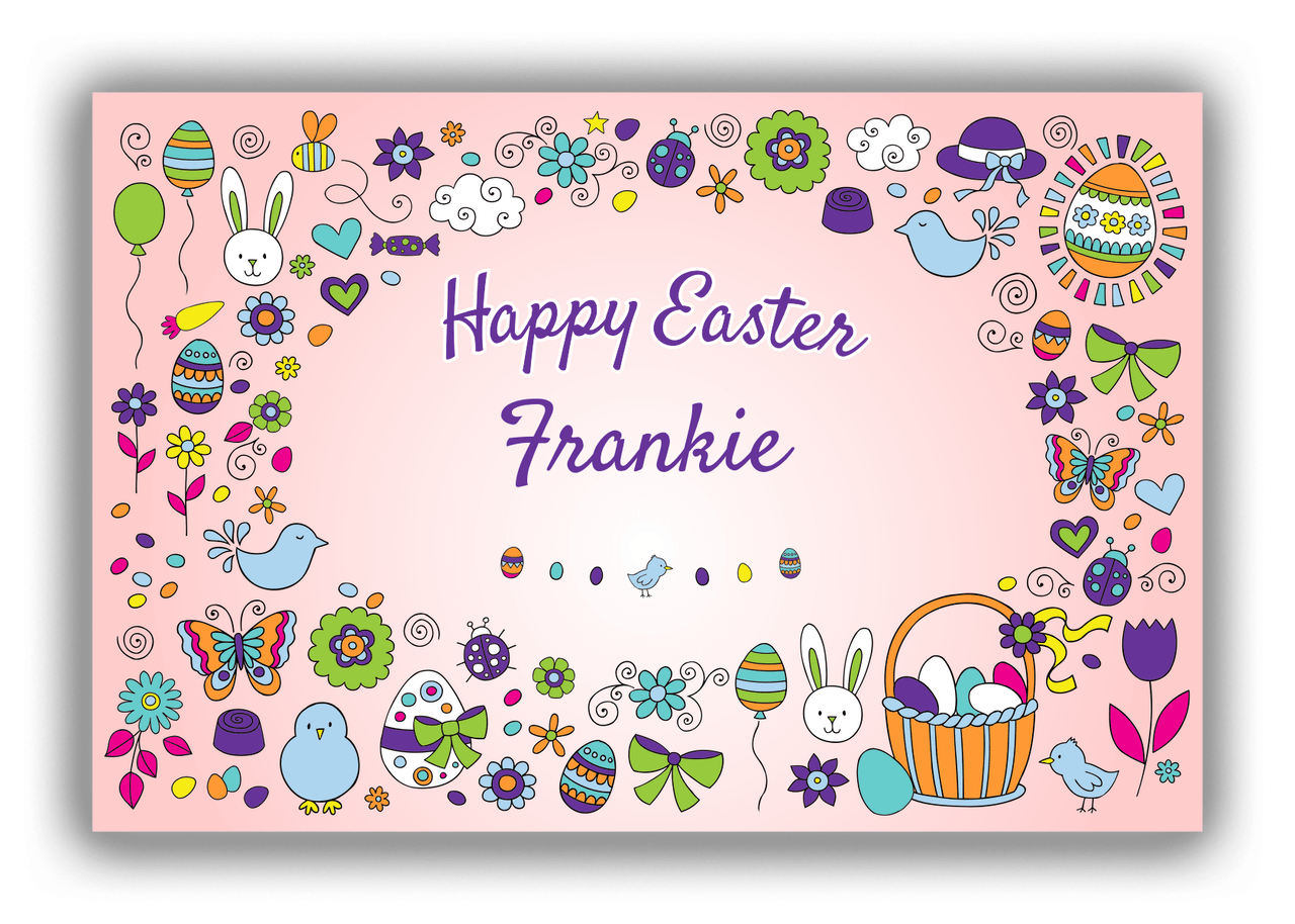 Personalized Easter Canvas Wrap & Photo Print I - Easter Doodle - Pink Background - Front View