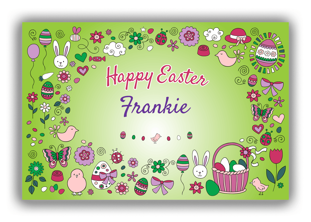 Personalized Easter Canvas Wrap & Photo Print I - Easter Doodle - Green Background - Front View