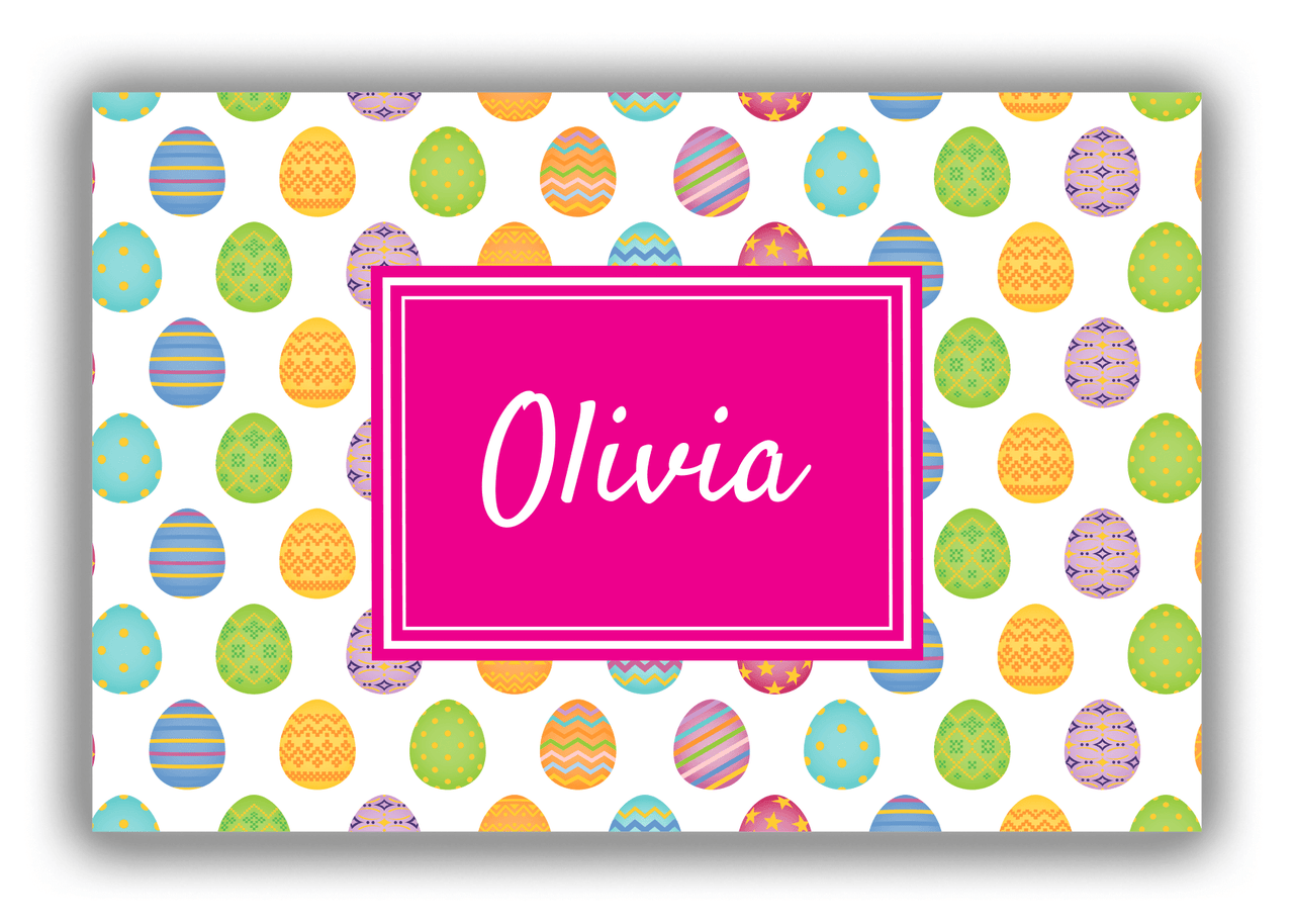 Personalized Easter Canvas Wrap & Photo Print IV - Egg Pattern - Rectangle Nameplate - Front View