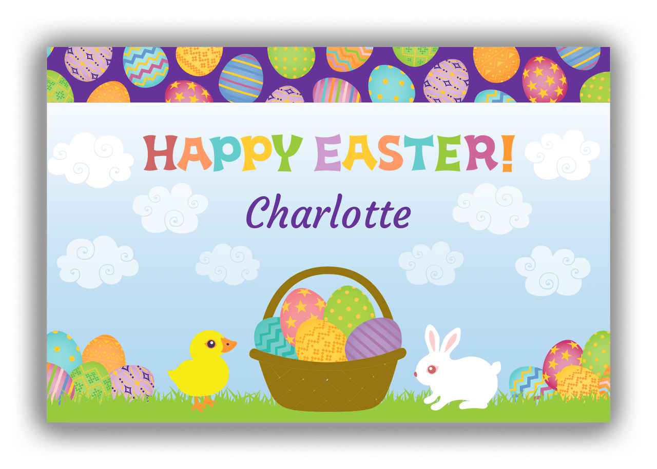 Personalized Easter Canvas Wrap & Photo Print V - Egg Basket - Blue Background - Front View