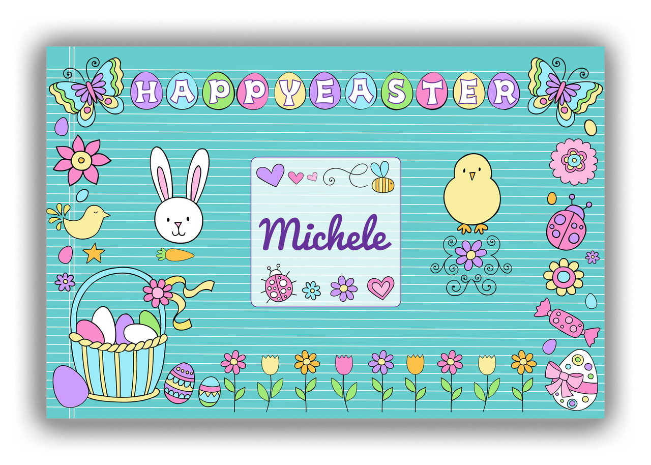 Personalized Easter Canvas Wrap & Photo Print VI - Easter Bliss - Teal Background - Front View