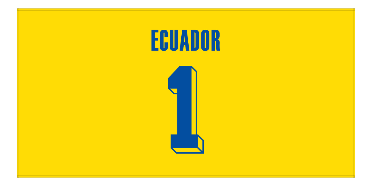 Personalized Ecuador Jersey Number Beach Towel - Yellow - Front View