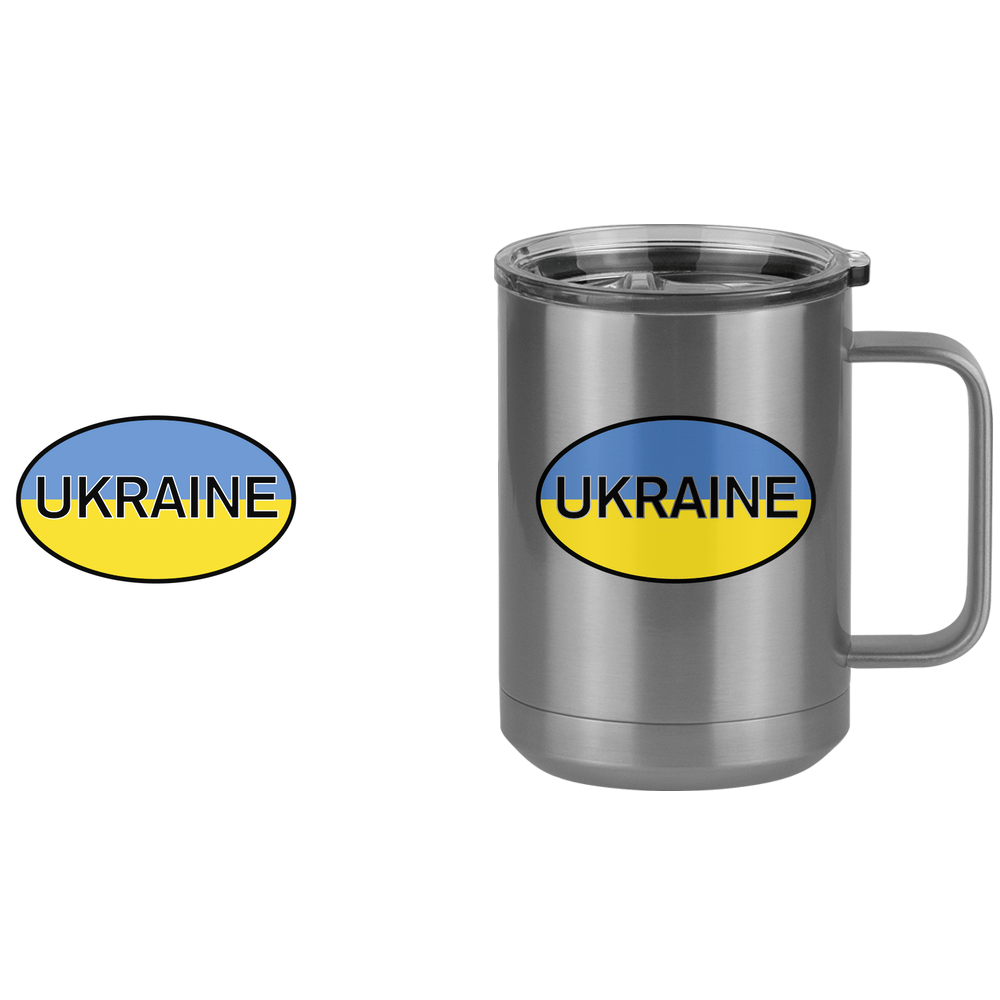 Euro Oval Coffee Mug Tumbler with Handle (15 oz) - Ukraine - Design View