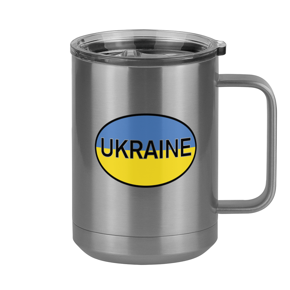 Euro Oval Coffee Mug Tumbler with Handle (15 oz) - Ukraine - Right View