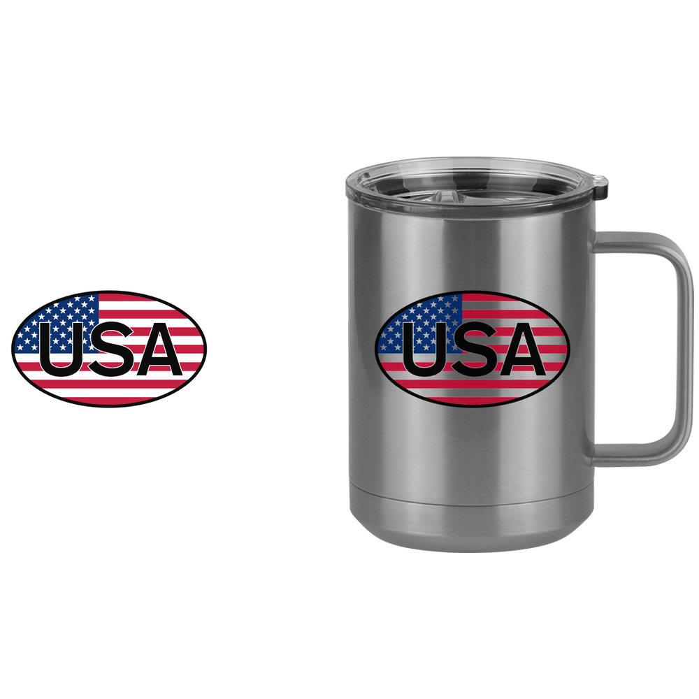 Euro Oval Coffee Mug Tumbler with Handle (15 oz) - USA - Design View