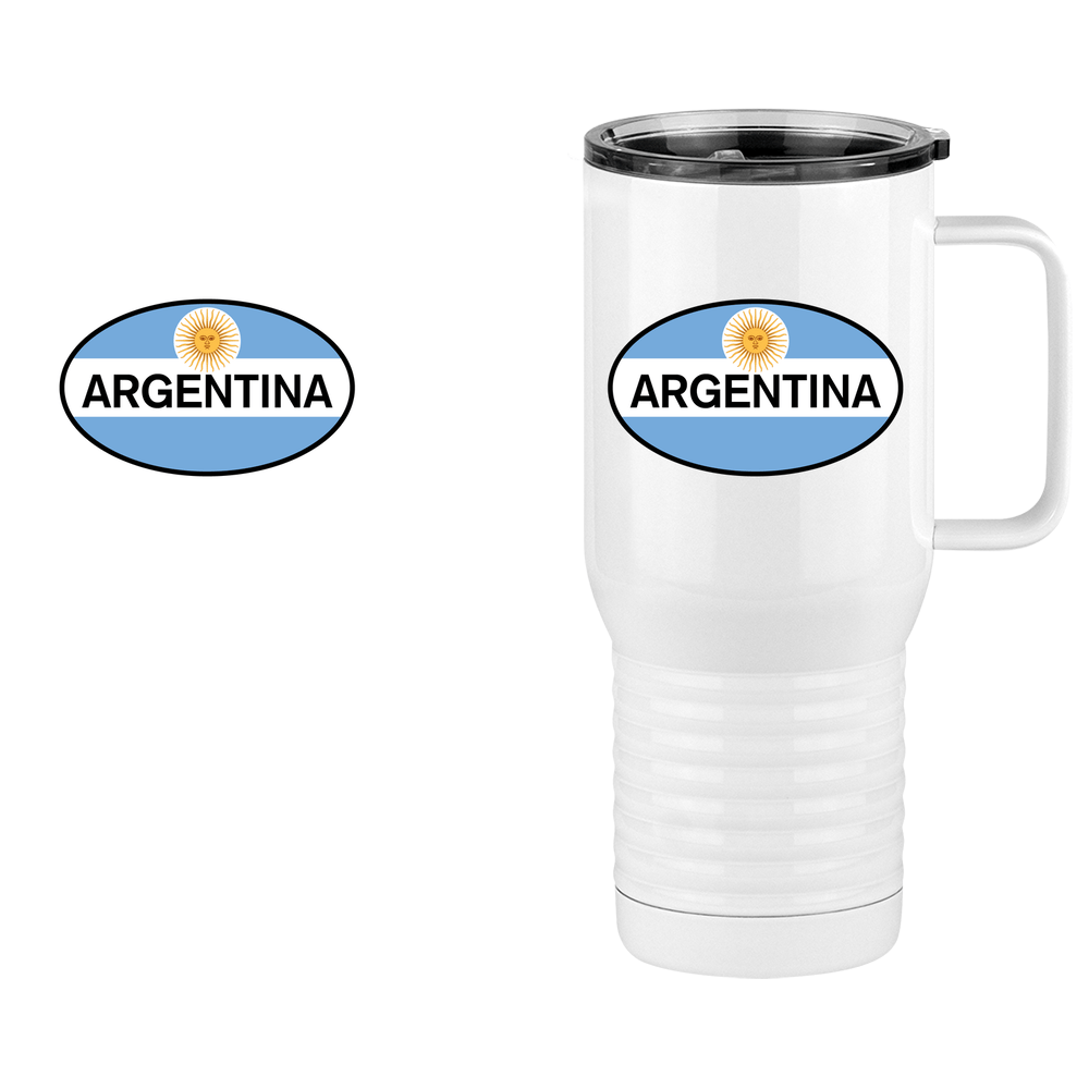 Euro Oval Travel Coffee Mug Tumbler with Handle (20 oz) - Argentina - Design View