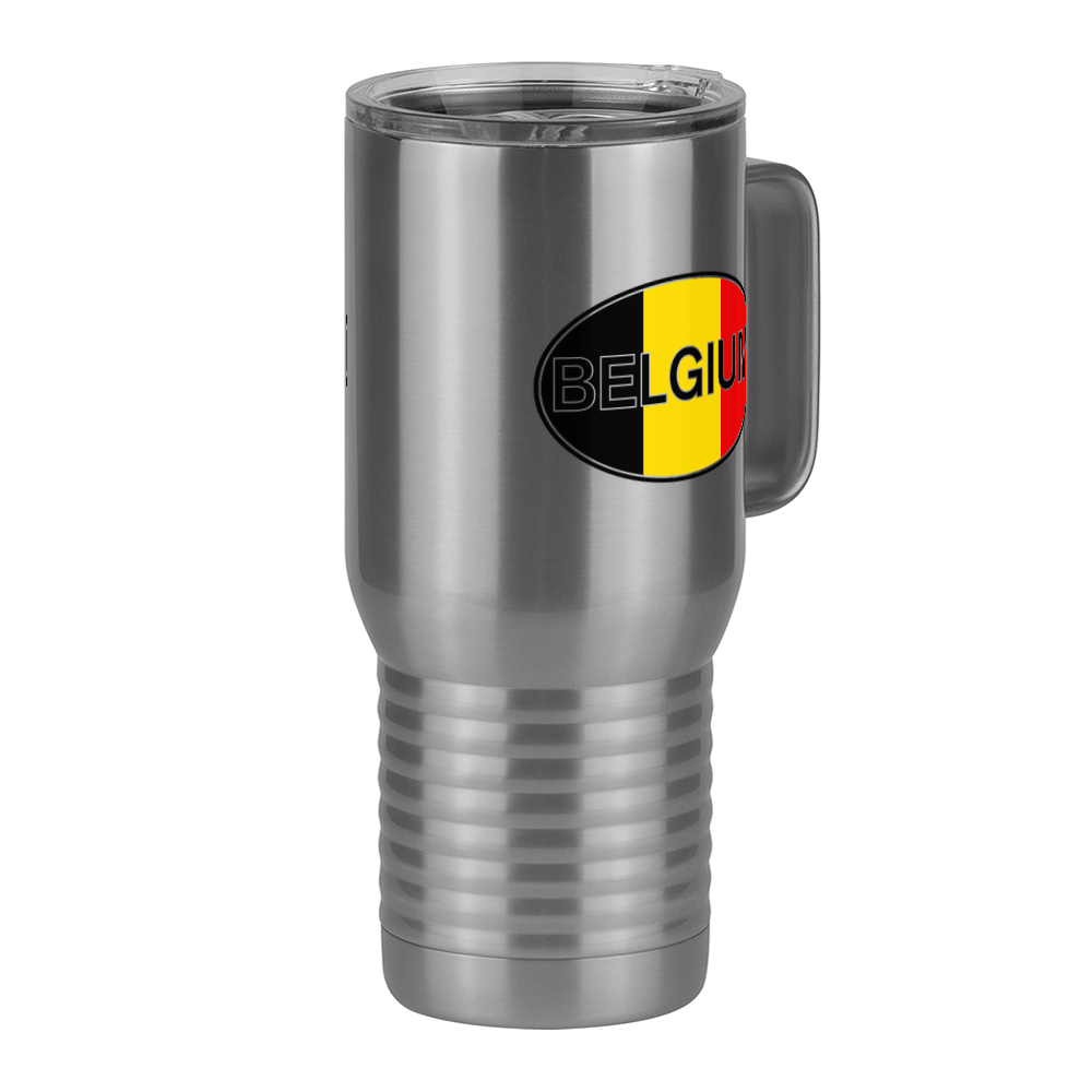 Euro Oval Travel Coffee Mug Tumbler with Handle (20 oz) - Belgium - Front Right View