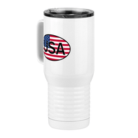 Thumbnail for Euro Oval Travel Coffee Mug Tumbler with Handle (20 oz) - USA - Front Left View