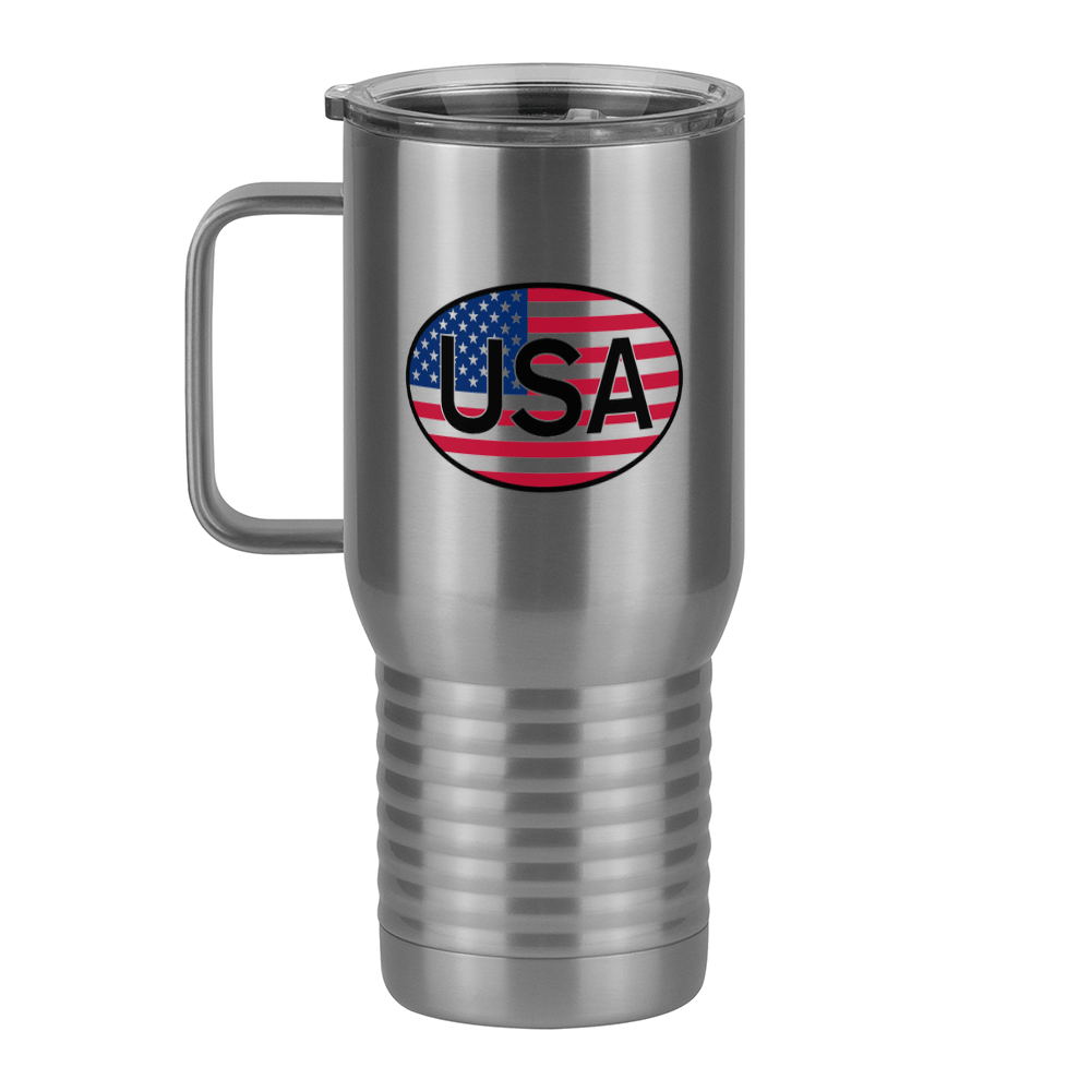 Euro Oval Travel Coffee Mug Tumbler with Handle (20 oz) - USA - Left View