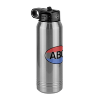 Thumbnail for Personalized Euro Oval Water Bottle (30 oz) - Horizontal Stripes - Front Left View