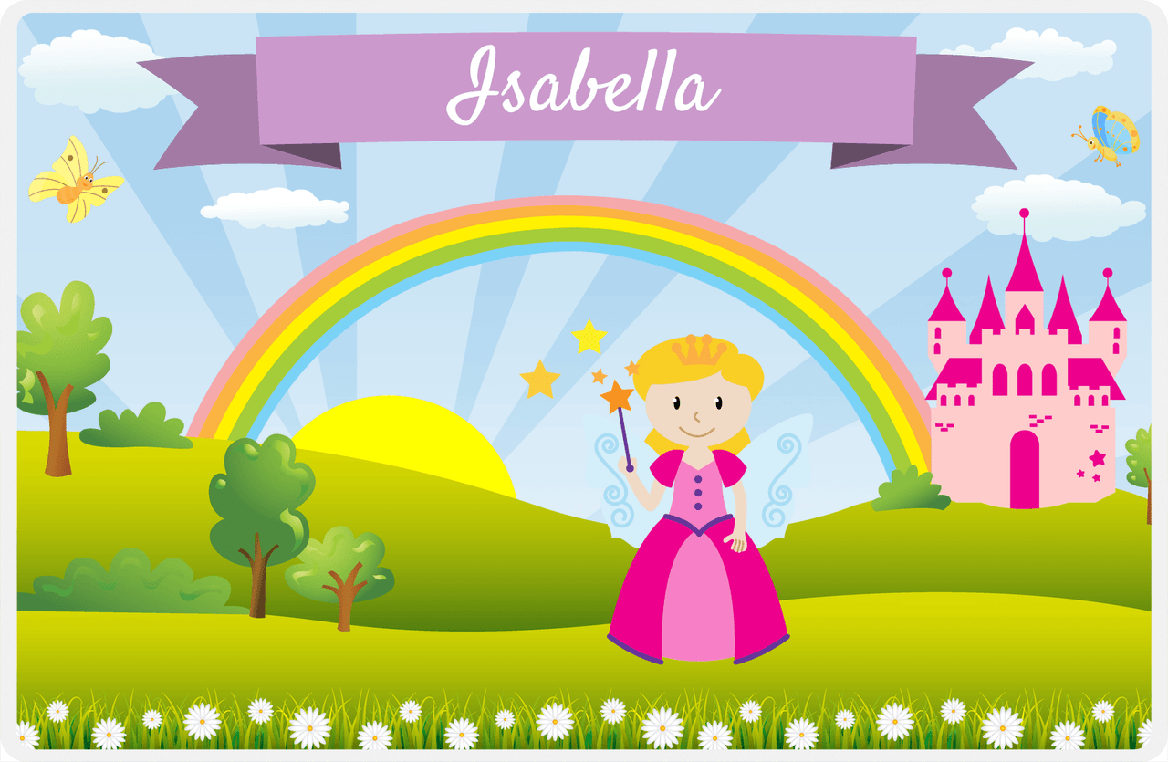 Personalized Fairy Placemat II - Rainbow Castle - Blonde Fairy -  View