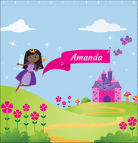 Thumbnail for Personalized Fairy Shower Curtain I - Castle Hill - Black Fairy II - Decorate View