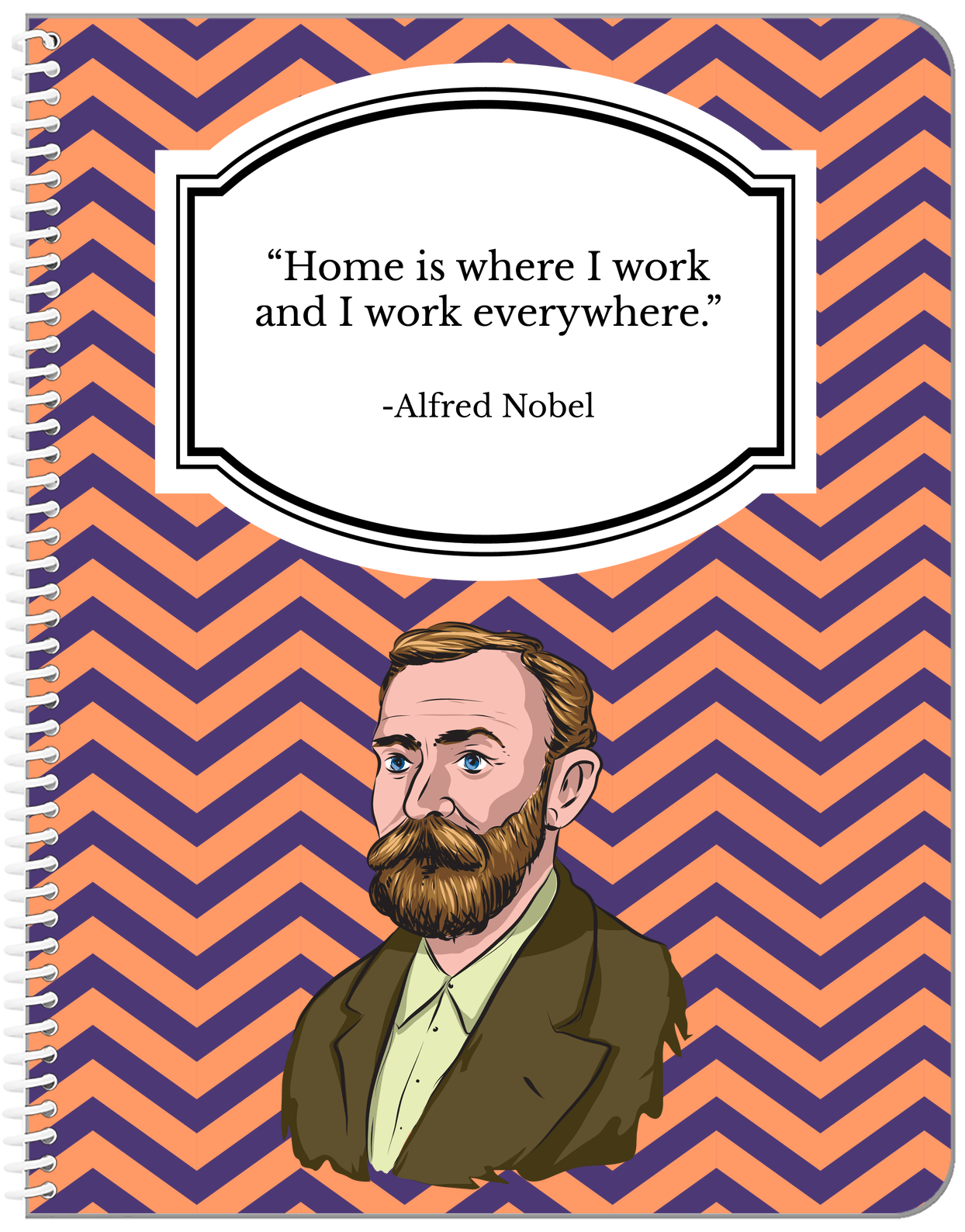 Famous Quotes Notebook - Alfred Nobel - Front View