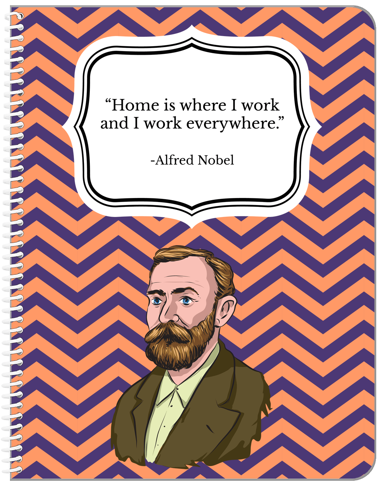 Famous Quotes Notebook - Alfred Nobel - Front View
