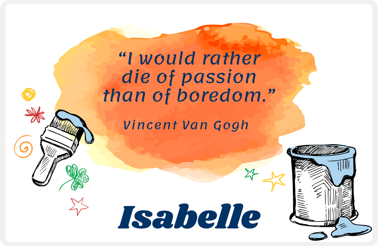 Personalized Famous Quotes Placemat - Vincent Van Gogh -  View