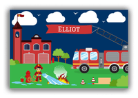 Thumbnail for Personalized Fire Truck Canvas Wrap & Photo Print VIII - Blue Background with Asian Boy - Front View