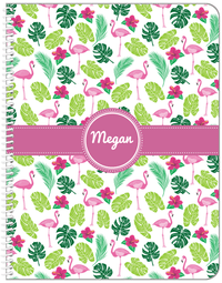 Thumbnail for Personalized Flamingos Notebook I - Hibiscus - Circle Ribbon Nameplate - Front View