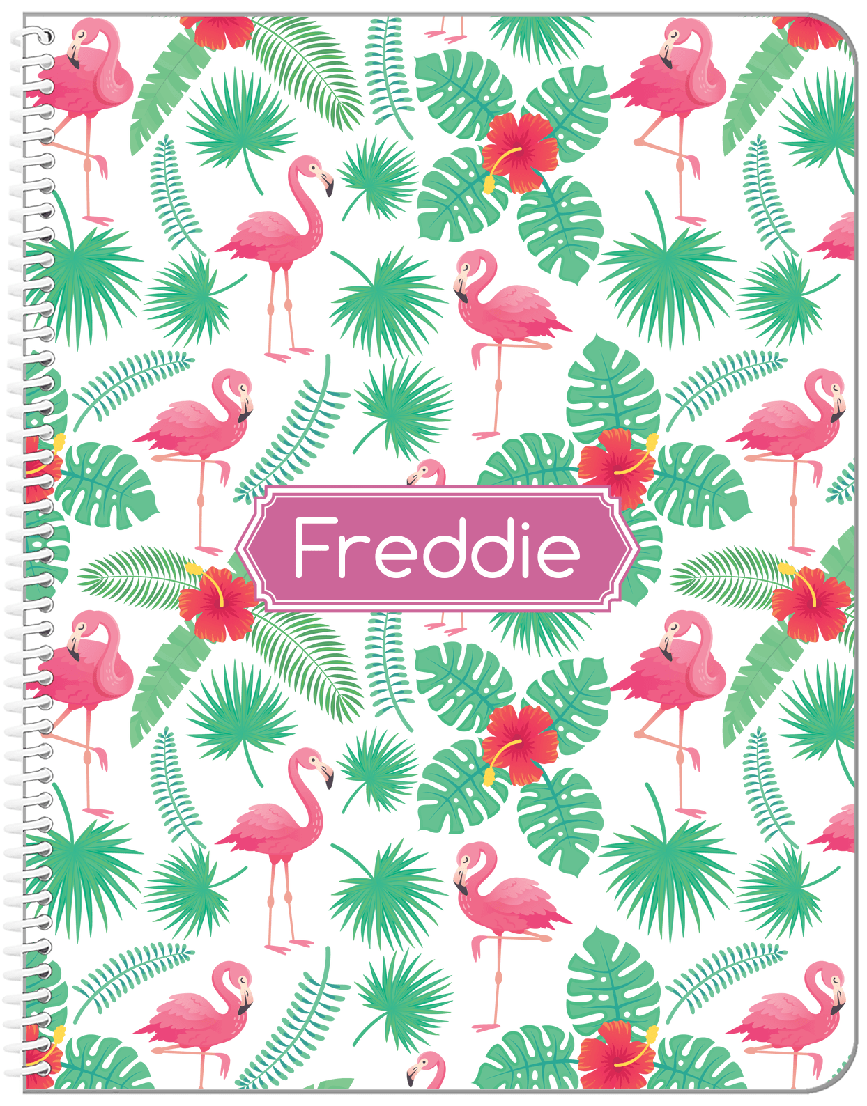 Personalized Flamingos Notebook VIII - Decorative Rectangle Nameplate - Front View