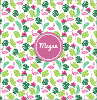 Thumbnail for Personalized Flamingos Shower Curtain I - Hibiscus - Circle Nameplate - Decorate View