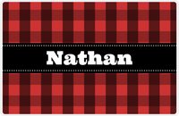 Thumbnail for Personalized Flannel / Plaid Placemat I - Red Background - Ribbon Nameplate -  View