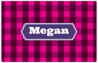 Thumbnail for Personalized Flannel / Plaid Placemat I - Pink Background - Decorative Rectangle Nameplate -  View