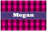 Thumbnail for Personalized Flannel / Plaid Placemat I - Pink Background - Ribbon Nameplate -  View