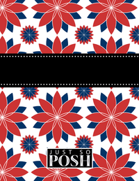 Thumbnail for Personalized Flower Burst Notebook - Red and Blue - Ribbon Nameplate - Back View