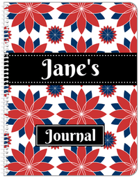 Thumbnail for Personalized Flower Burst Notebook - Red and Blue - Ribbon Nameplate - Front View