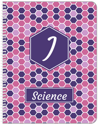 Thumbnail for Personalized Flower Comb Notebook - Purple and White - Hexagon Nameplate - Front View