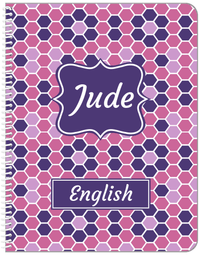Thumbnail for Personalized Flower Comb Notebook - Purple and White - Fancy Nameplate - Front View