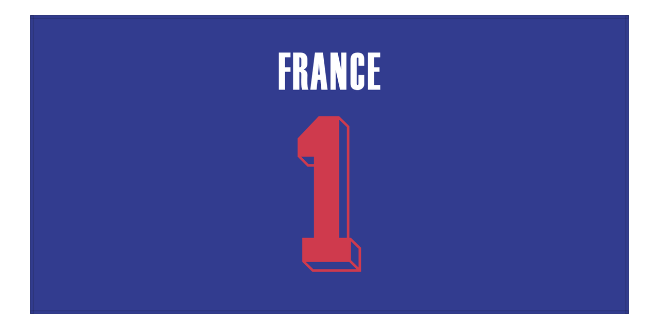 Personalized France Jersey Number Beach Towel - Blue - Front View
