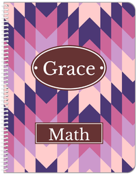 Thumbnail for Personalized Funky Arrows Notebook - Purple and Brown - Oval Nameplate - Front View