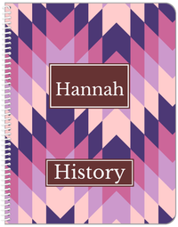 Thumbnail for Personalized Funky Arrows Notebook - Purple and Brown - Rectangle Nameplate - Front View