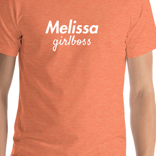 Personalized Girlboss T-Shirt - Heather Orange - Shirt Close-Up View