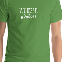 Thumbnail for Personalized Girlboss T-Shirt - Leaf Green - Shirt Close-Up View